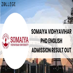 Somaiya Vidhyavihar PhD English Admission Result Out